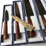 Hiro Damascus Set of 4 Knives, Chef's, All Purpose, Petty and Paring 