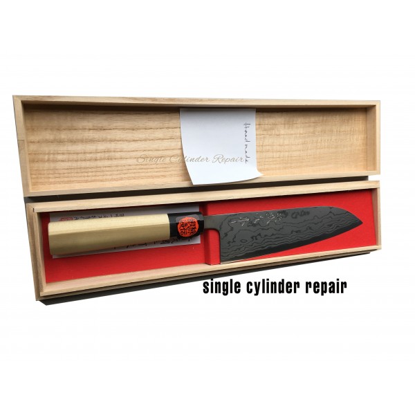 Shigeki All Purpose Santoku Knife Ironwood Handle Blue steel Handmade