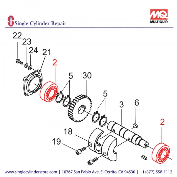 Multiquip 047920090 Roller Bearing NJ307MC4 MVH150GH