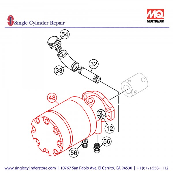 Multiquip 34570 Motor Hydraulic For Mortar Mixer WM120PH/SH