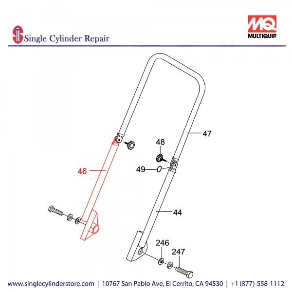 Multiquip 418352740 HANDLE, LOWER RIGHT MVB85H