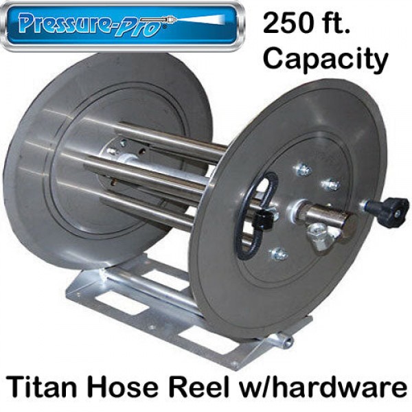 Pressure-Pro AHR250-3 Titan S.S. Hose Reel with Hardware, 250′ x 3/8″ maximum