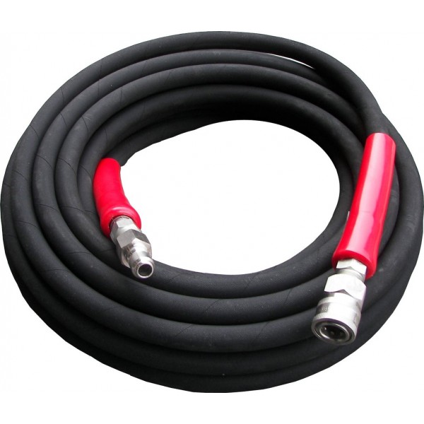 Pressure-Pro AHS330-SSQC 6000 PSI - 3/8" R2 - 50' Black Quality Pressure Hose With Stainless Steel Quick Connects