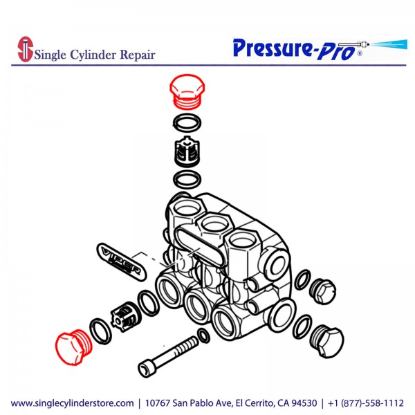 Pressure-Pro VP960850 SS Valve Cap (6 req per pump) 