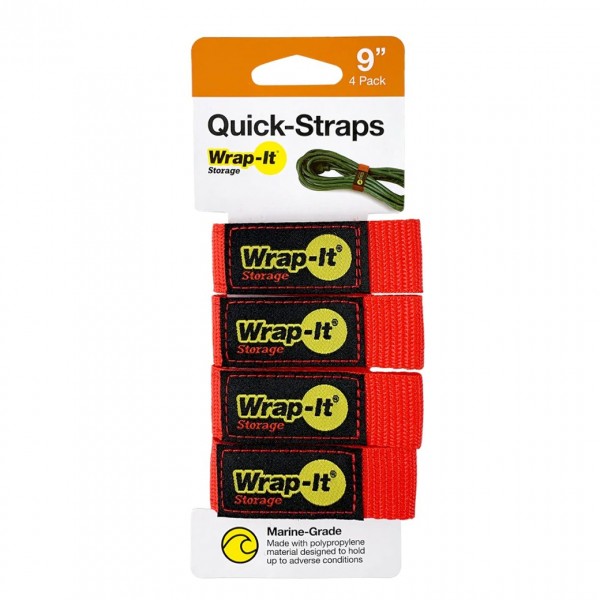 Wrap-It 104-BS-9RE Quick-Strap Cord and Rope Organizer, Red (4-Pack), 9in