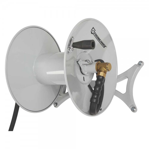 Strongway Wall-Mount Hose Reel with 6ft. Lead-In Hose - Holds 5/8In. x 150ft. Hose