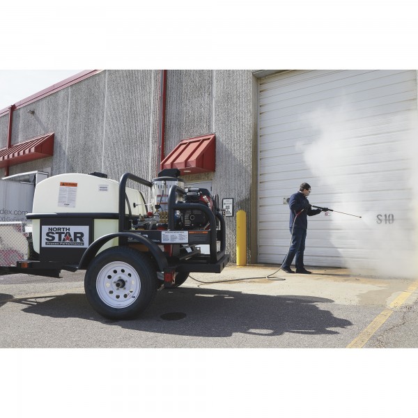 NorthStar 157595  Trailer-Mounted Hot Water Commercial Pressure Washer, 4000 PSI, 4.0 GPM, Honda GX630