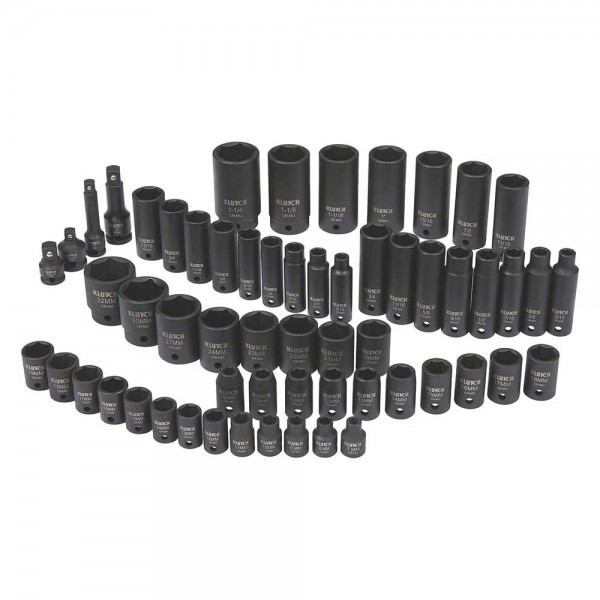 Klutch 1591602  Drive Impact Socket Set 3/8-In. and 1/2-In.