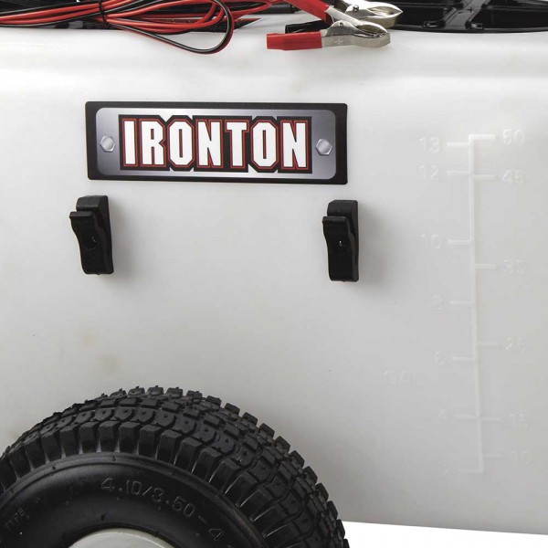 Ironton 282790.IRO Tow-Behind Trailer Broadcast and Spot Sprayer, 13-Gallon Capacity, 1.0 GPM, 12 Volt DC