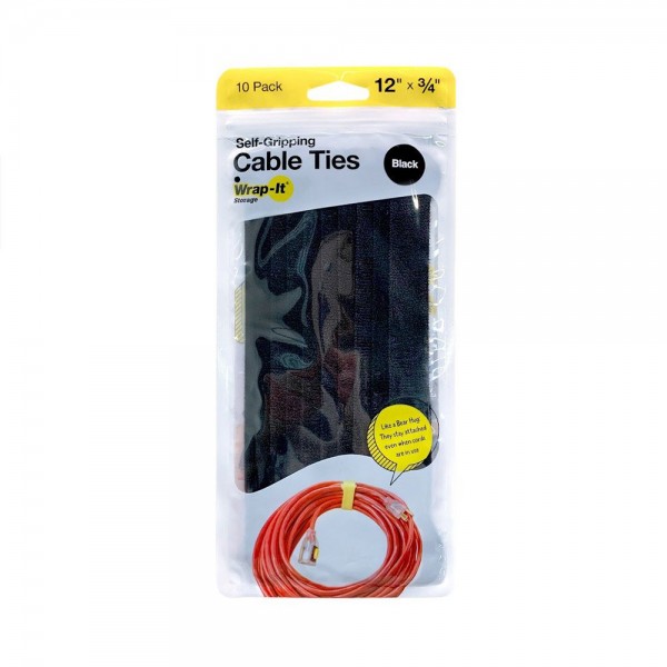 Wrap-It 410-12BL Cable Ties 12 in. x .75 in. Self-Gripping (12-Pack)