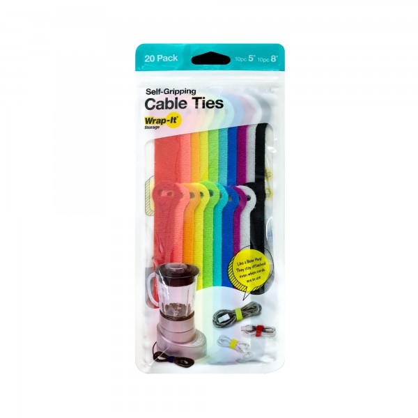 Wrap-It 420-48MC Self-Gripping Cable Ties - Assorted, (5", 8") (20-Pack)