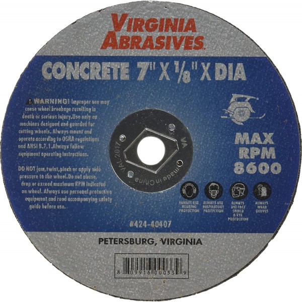 Virginia Abrasives 424-40407 7" x 1/8" x Diamond Wheels-Concrete, 10/Box