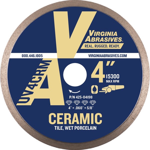 Virginia Abrasives 425-04199 Blade 4.5" STD SD CR Wet Ceram/Porc