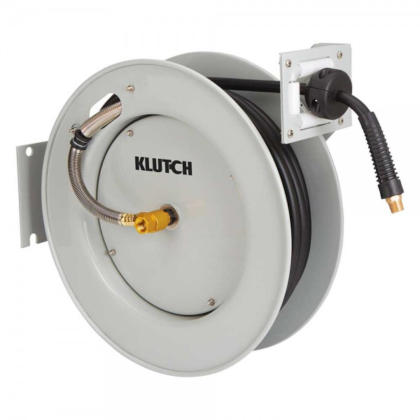 Klutch 62249 Auto-Rewind Air Hose Reel with Hybrid Polymer Hose 3/8-In. x 50-Ft.