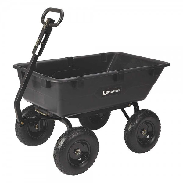 Strongway 64409.STR Poly Garden Wagon, 1200-Lb. Capacity, 44 In. L x 26 In. W x 26 In. H, 13-In. Pneumatic Tires