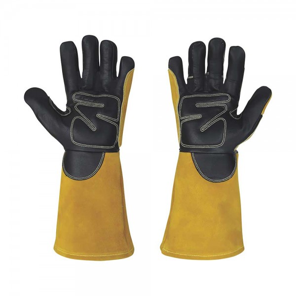 Klutch 96517 Cut-Resistant Goatskin/Cowhide MIG Welding Gloves  Single Pair, Gold/Black, XL
