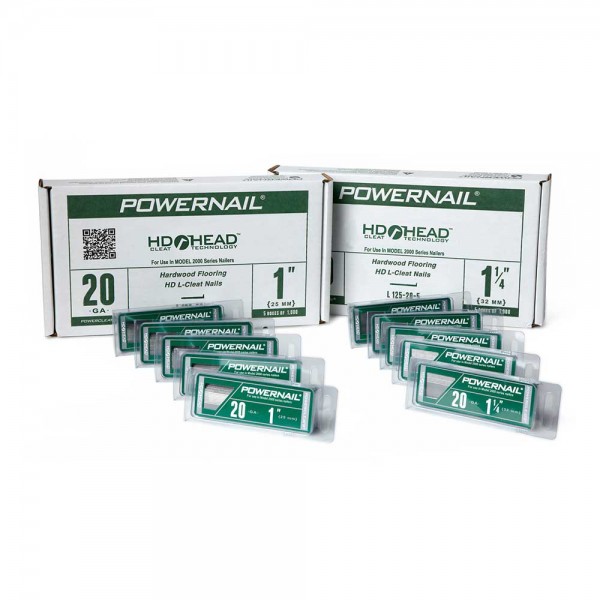 Powernail L125205 1-1/4 in. PowerCleats 20 Gauge HD Head Flooring L-Cleats, 5 Pack, Five (5) - 1,000 Count Boxe