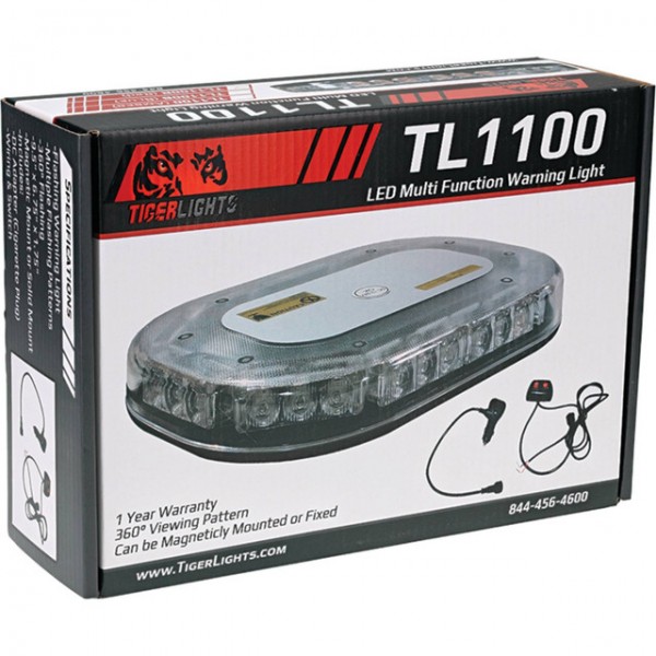 TigerLights TL1100R 360 Flash Pattern Thin, 9.5" Length-Red Led