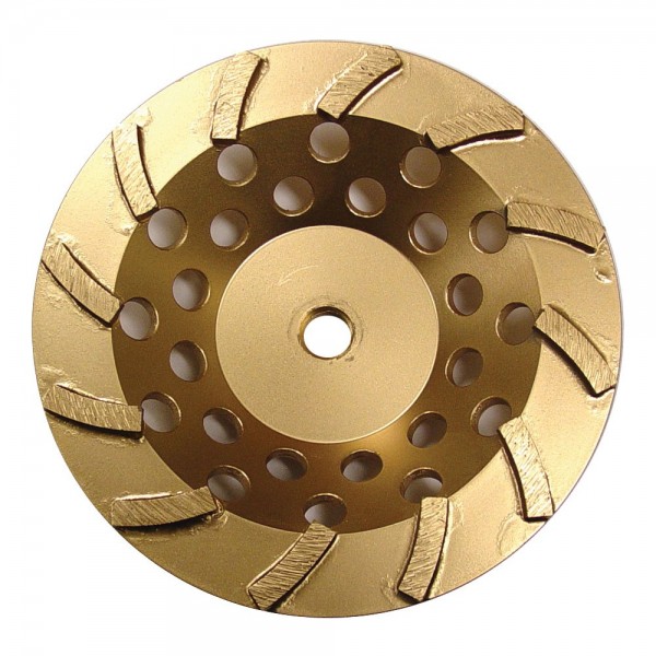 Diamond Products CGST410 4” (9 seg) Standard Gold Spiral Turbo Cup Grinder, 5/8”-11 hub, 17846