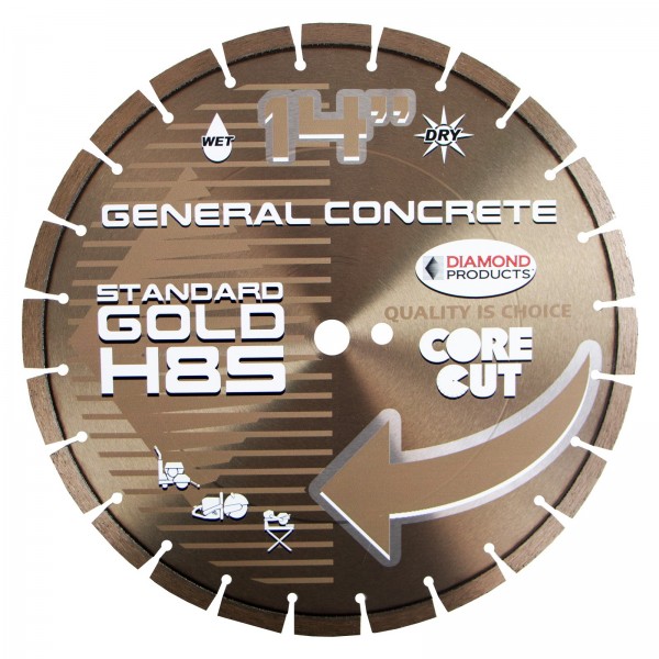 Diamond Products H7S Standard Gold High Speed Diamond Blades For Reinforced concrete and hard materials