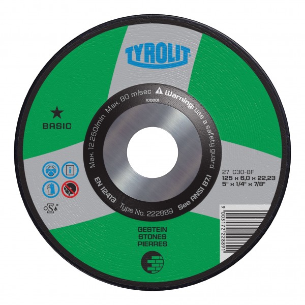 TYROLIT 34301945 5” x 1/4” x 7/8” BASIC Wheel for Concrete/Masonry
