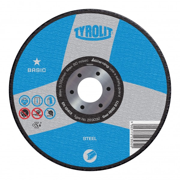 TYROLIT 34301986 3” x 1/4” x 3/8” BASIC Wheel for Steel Type 27