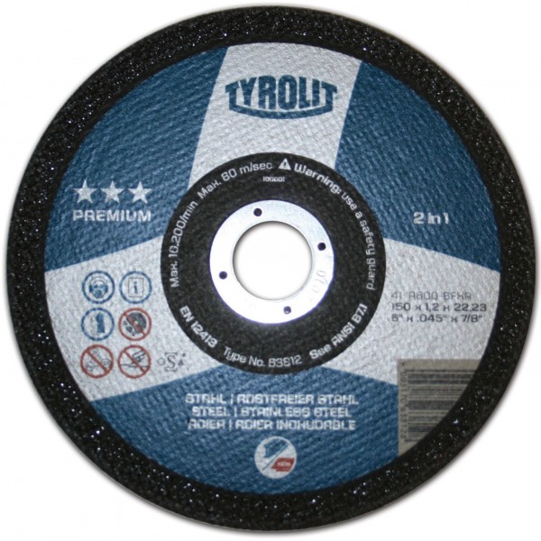 TYROLIT 34163158 4-1/2” x .040 x 7/8” PREMIUM Long Life Wheel for Steel Type 1