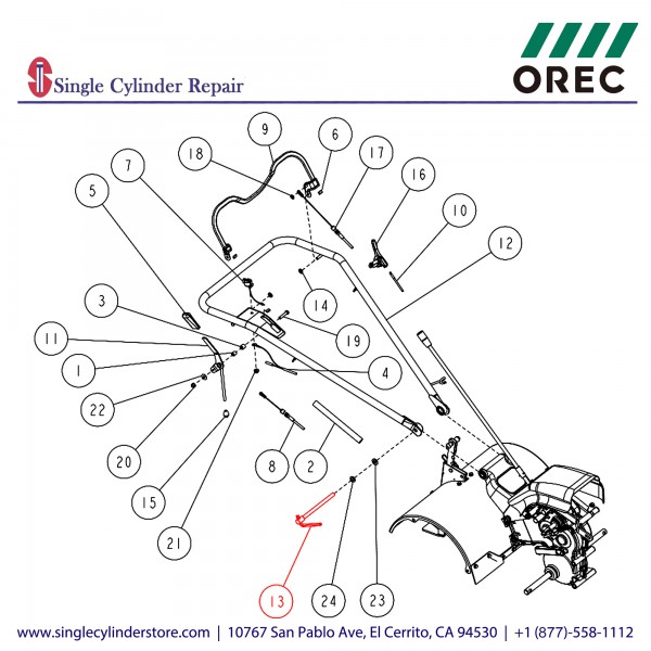 Orec 0046-70300 Adjust Handle M12*185