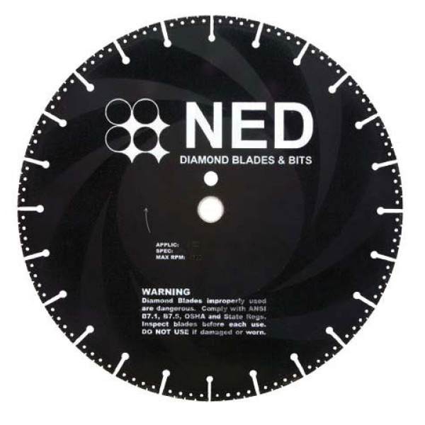 NED 2000RES1603 Diamond Blade Rescue 16" 16"X.125"X1"/20MM Wet/Dry