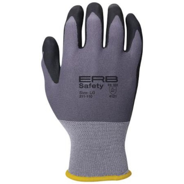 ERB Safety Products 21225 Glove Gray Nylon Nitrile XL 12/PK
