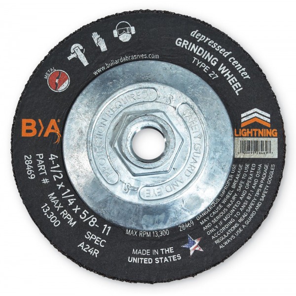 Bullard Abrasives 28469 Grinding Wheel Metal Type 27 4 1/2"X1/4"X5/8-11 10/BX
