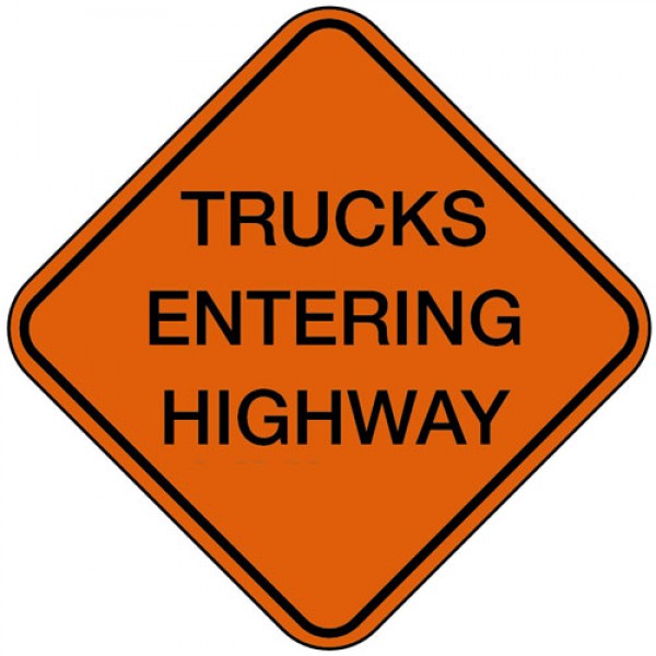 Cortina Safety Products 3008797 Trucks Entering Highway 48" VS Mesh Roll-Up Sign