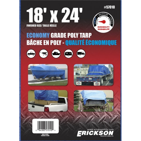 Erickson Manufacturing 57010 Blue Poly Tarp 18'X24' 8*8 Weave