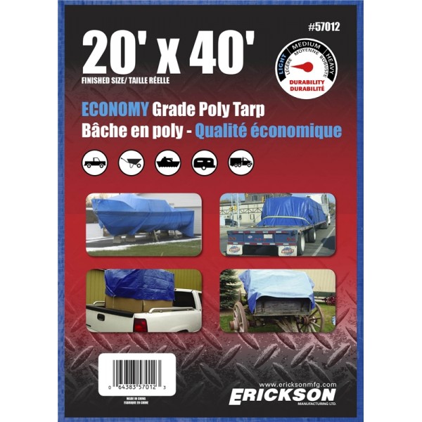 Erickson Manufacturing 57012 20' X 40' Blue Tarp with Display Box 8*8 Weave