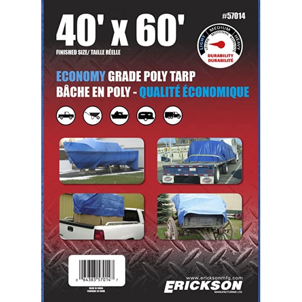 Erickson Manufacturing 57014 40' X 60' Blue Tarp No Display Box 8*8 Weave