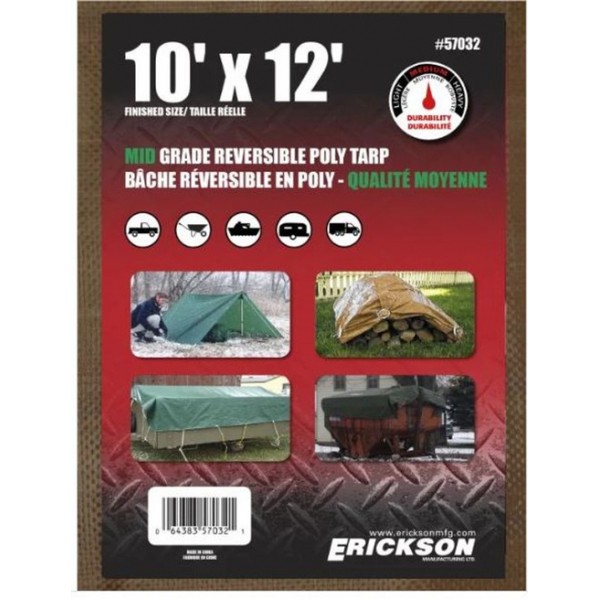 Erickson Manufacturing 57032 10' X 12' Reversible Tarp with Display Box 10*10 Weave