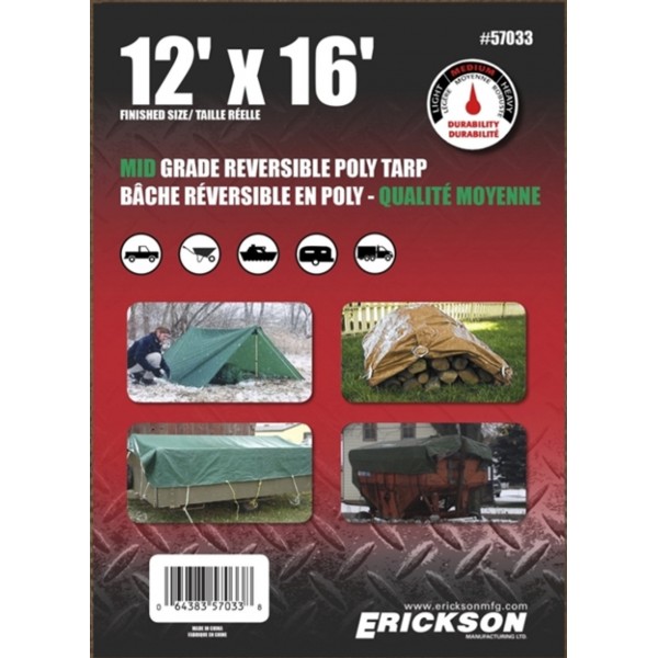 Erickson Manufacturing 57033 12' X 16' Reversible Tarp with Display Box 10*10 Weave