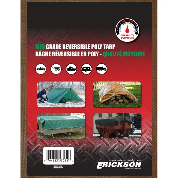 Erickson Manufacturing 57034 12' X 20' Reversible Tarp with Display Box 10*10 Weave