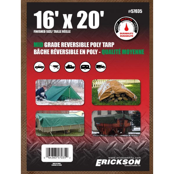 Erickson Manufacturing 57035 16' X 20' Reversible Tarp with Display Box 10*10 Weave