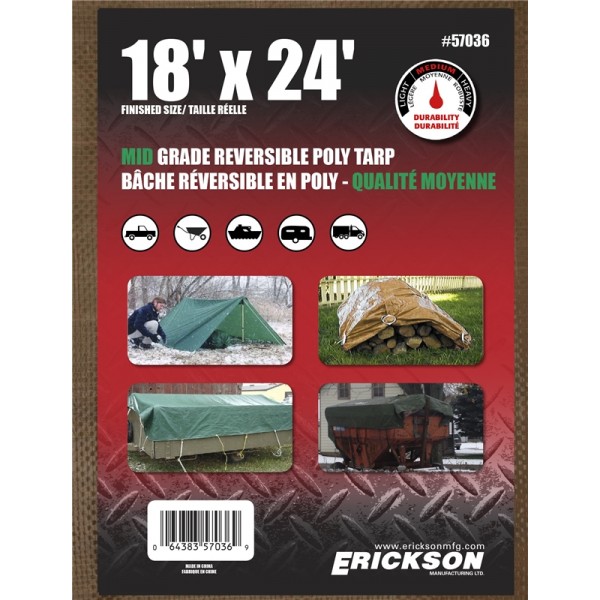 Erickson Manufacturing 57036 18' X 24' Reversible Tarp with Display Box 10*10 Weave