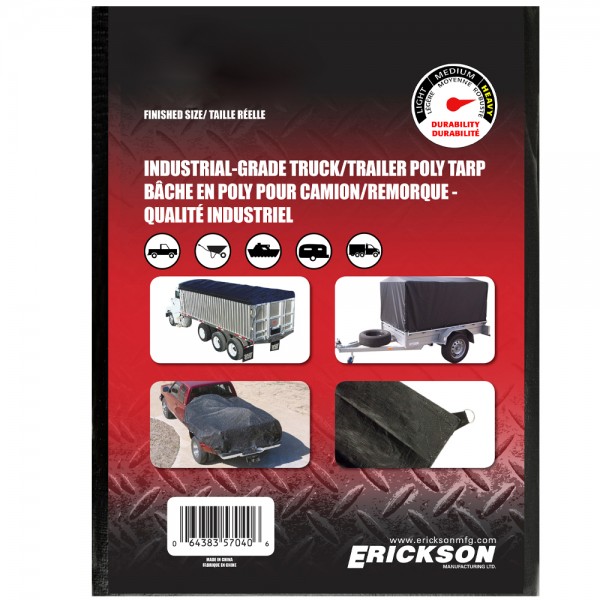 Erickson Manufacturing 57046 10' X 20' Industrial Fitted Tarp Black with Display BOX14*14 Weave