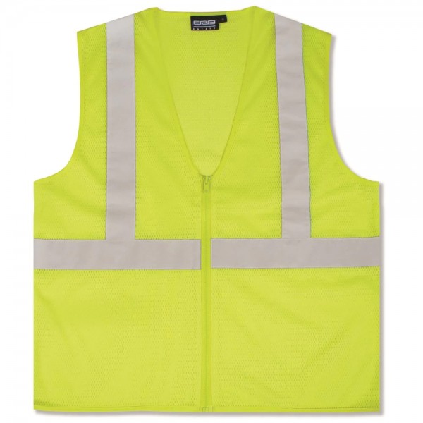 ERB Safety Products 61447 Economy Mesh Zipper Vest XL No Pockets Class 2