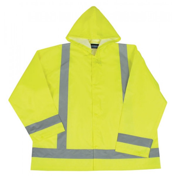 ERB Safety Products 61495 Rain Jacket Hi-Viz Lime Med/Large