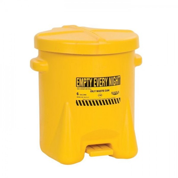 Eagle 933FLY Oily Waste Can, 6 Gallon Poly