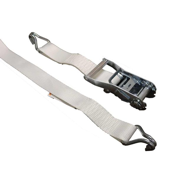Ancra Cargo 96021 Tent Strap, Ratchet 2" X 20' Short Wide Handle with J-Hooks White