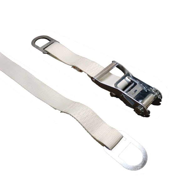 Ancra Cargo 96022 Tent Strap, Ratchet 2" X 20' Short Wide Handle with D-Hooks White