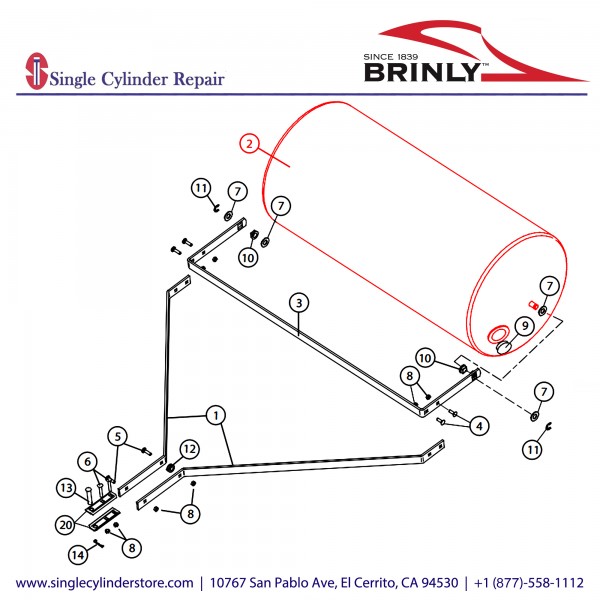Brinly B5121 Roller Drum Assembly