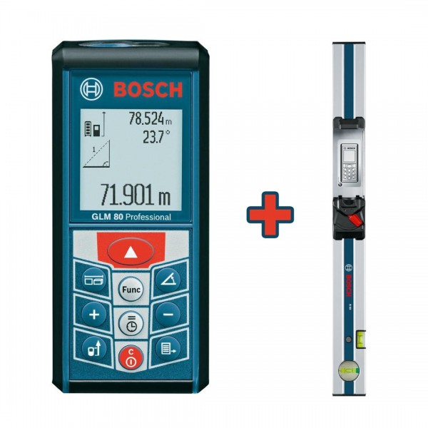 Bosch GLM80+R60 Laser Rangefinder 265' with Li-Ion Inclinometer & Level Frame