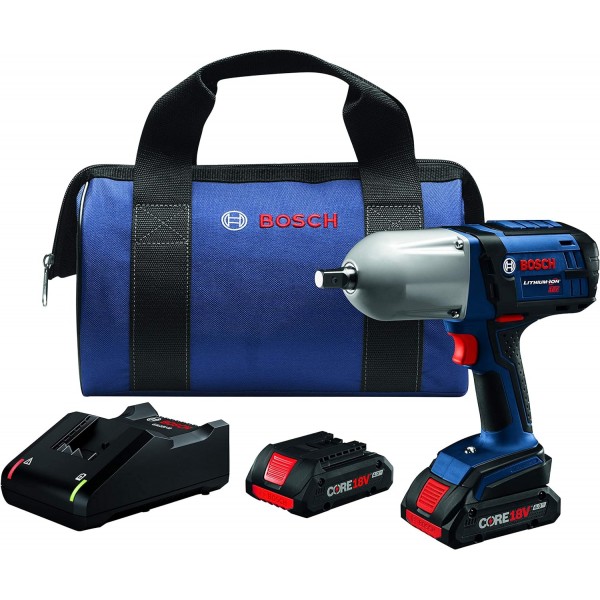 Bosch HTH181-B25 18V High Torque Impact Wrench with Pin Detent with (2) 4.0 Ah Core Compact Batteries