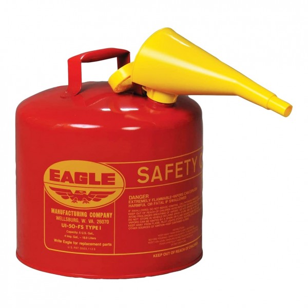 Eagle UI-50-FS Gas Can 5 GAL Metal with Funnel